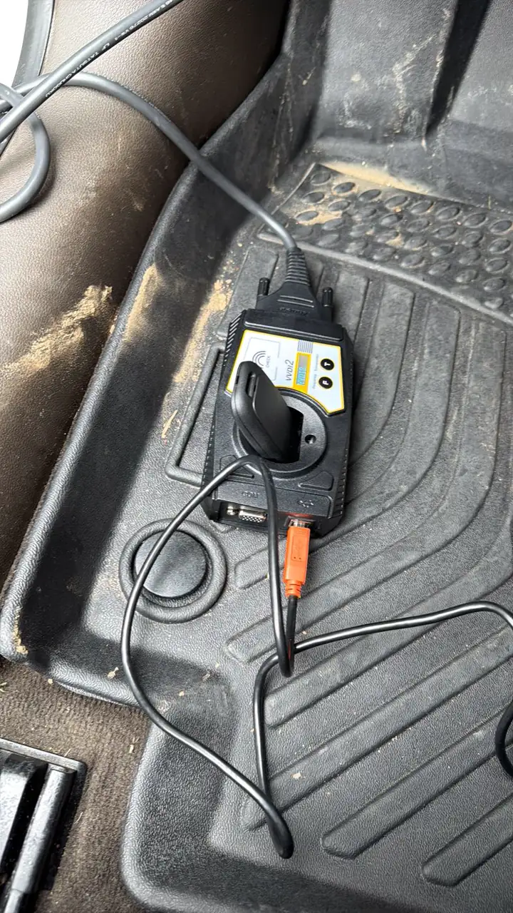 Key programmer on car floor — Kwikey Locksmith job near Middletown