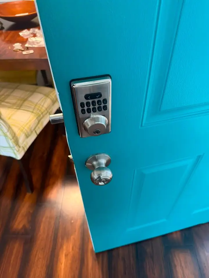 Keypad deadbolt installed on home door — Kwikey Locksmith work in Delaware